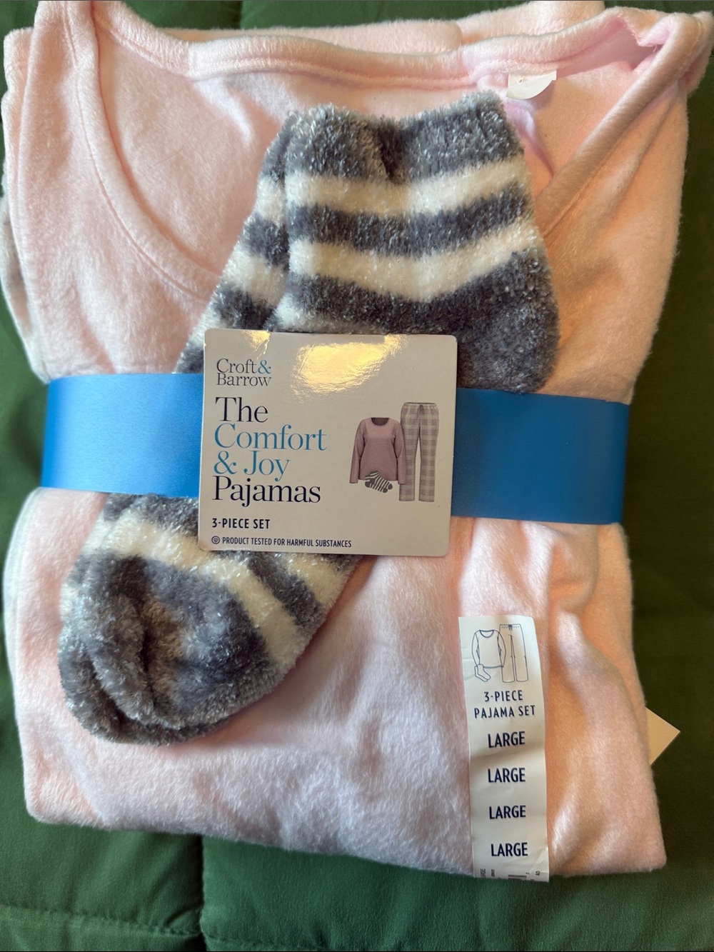 Croft & Barrow Womens Pink The Comfort & Joy Pajamas - 3-Piece Set